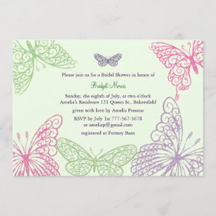 Heart's a Flutter Bridal Shower Invitation (green)
