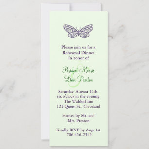 Heart's a Flutter Rehearsal Dinner Invite (green)