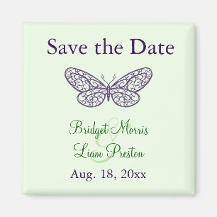 Heart's a Flutter Save the Date Magnet (green)