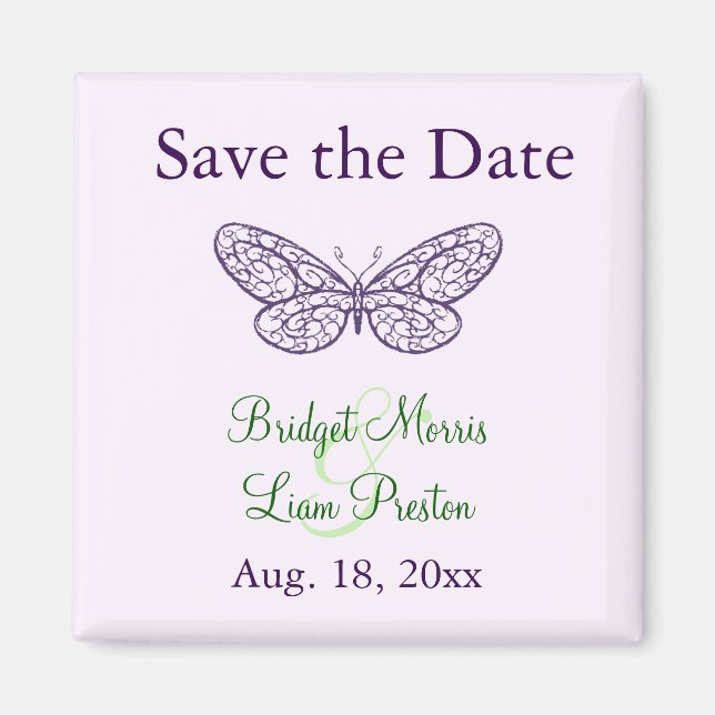Heart's a Flutter Save the Date Magnet lilac (Front)