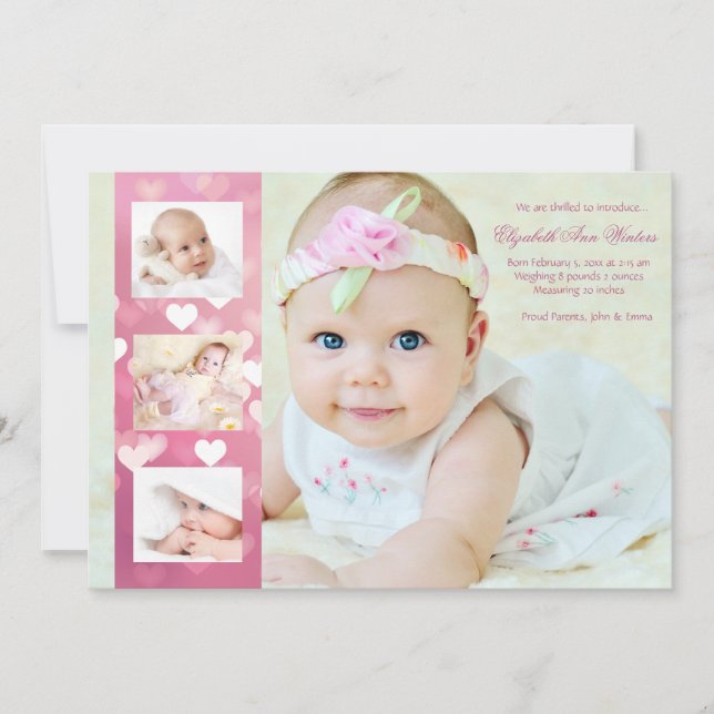 Hearts-A-Plenty - Photo Birth Announcement (Front)