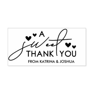 Hearts A Sweet Thank You Wedding Favour Rubber Stamp