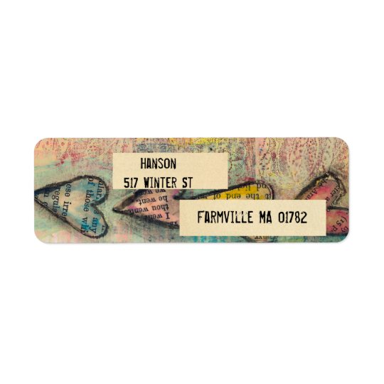 hearts abstract address labels