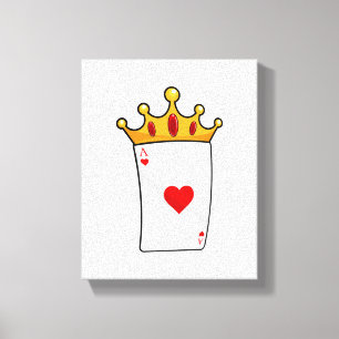 Hearts Ace with Queen Crown Canvas Print