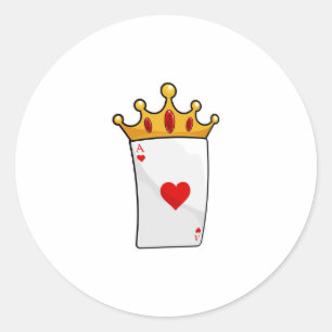 Hearts Ace with Queen Crown Classic Round Sticker