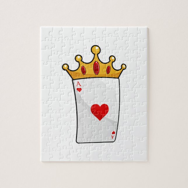 Hearts Ace with Queen Crown Jigsaw Puzzle (Vertical)