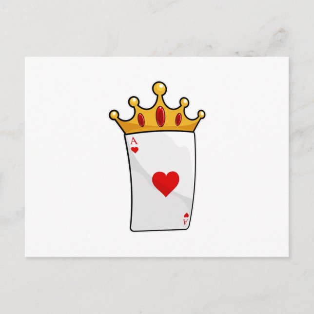 Hearts Ace with Queen Crown Postcard (Front)
