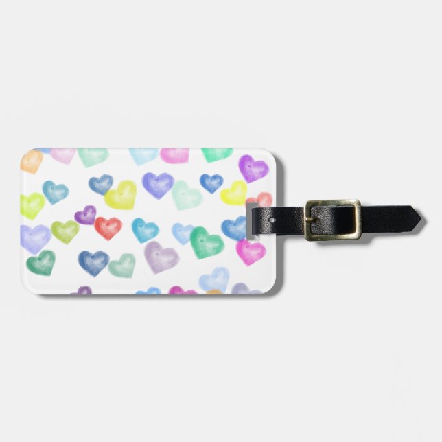 Hearts Aflutter (Patterned Hearts) Luggage Tag (Front Horizontal)