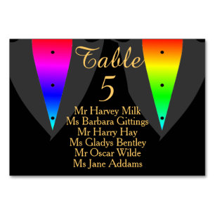 Hearts Aglow with Pride Gay Wedding Seating Card