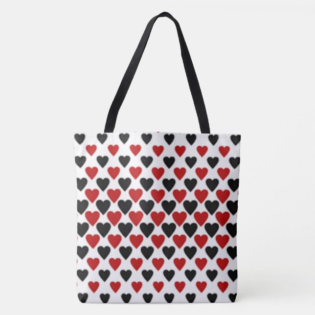 Hearts All-Over-Print Tote Bag (Front)