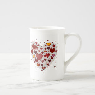 Hearts allover bone china mug