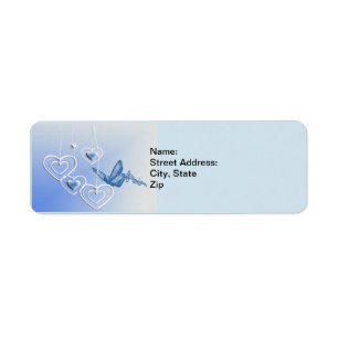 Hearts and a butterfly return address label