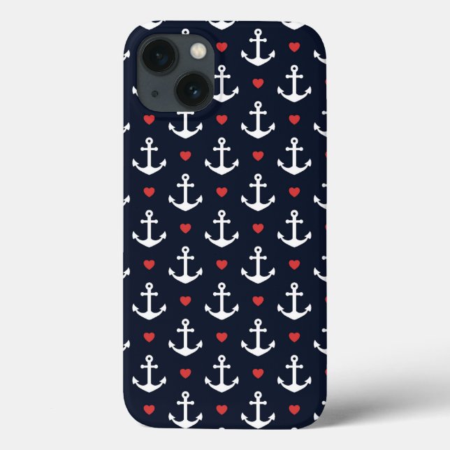 Hearts And Anchors Pattern Case-Mate iPhone Case (Back)