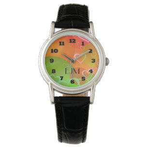 Hearts and Balloons Abstract Design with Initials Watch