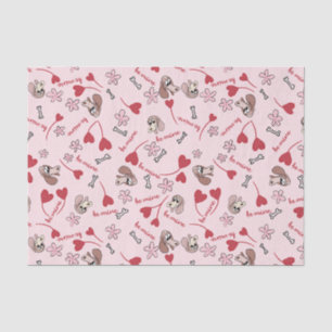 Hearts and Basset Hounds Pattern Design Tissue Paper