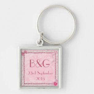 Hearts and butterflies initialled keychain