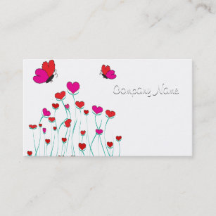 Hearts and Butterflies Valentine Love Business Card