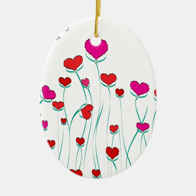 Hearts and Butterflies Valentine Love Ceramic Tree Decoration (Front)