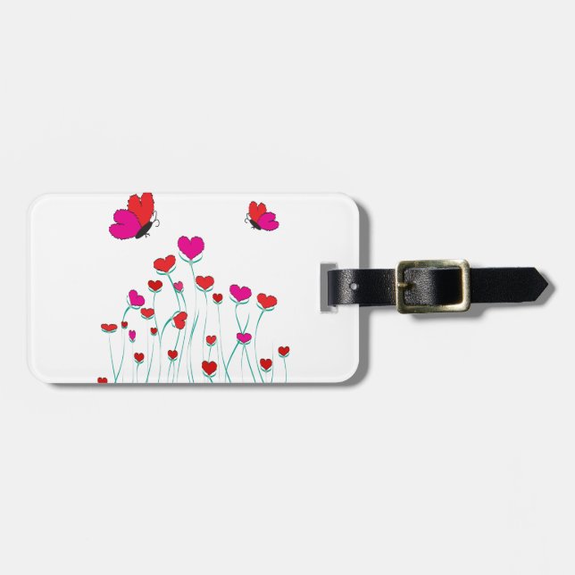 Hearts and Butterflies Valentine Love Luggage Tag (Front Horizontal)