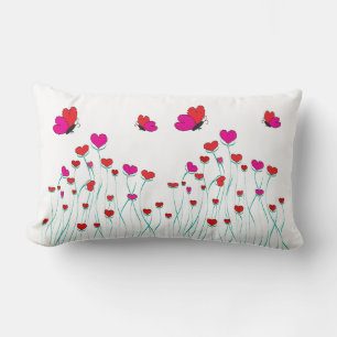Hearts and Butterflies Valentine Love Lumbar Cushion