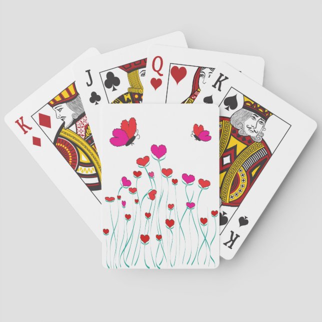 Hearts and Butterflies Valentine Love Playing Cards (Back)