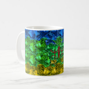 Hearts and butterfly on background of Amazigh flag Coffee Mug