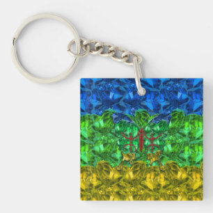 Hearts and butterfly on background of Amazigh flag Key Ring