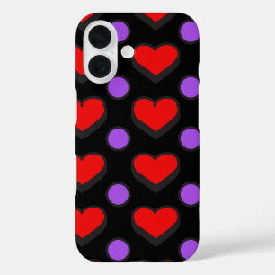 Hearts and circles Pattern iPhone 16 Case
