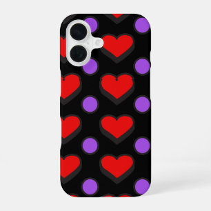 Hearts and circles Pattern iPhone 16 Case