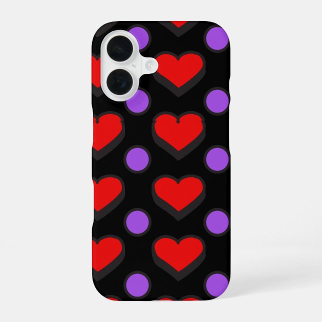Hearts and circles Pattern iPhone 16 Case (Back)