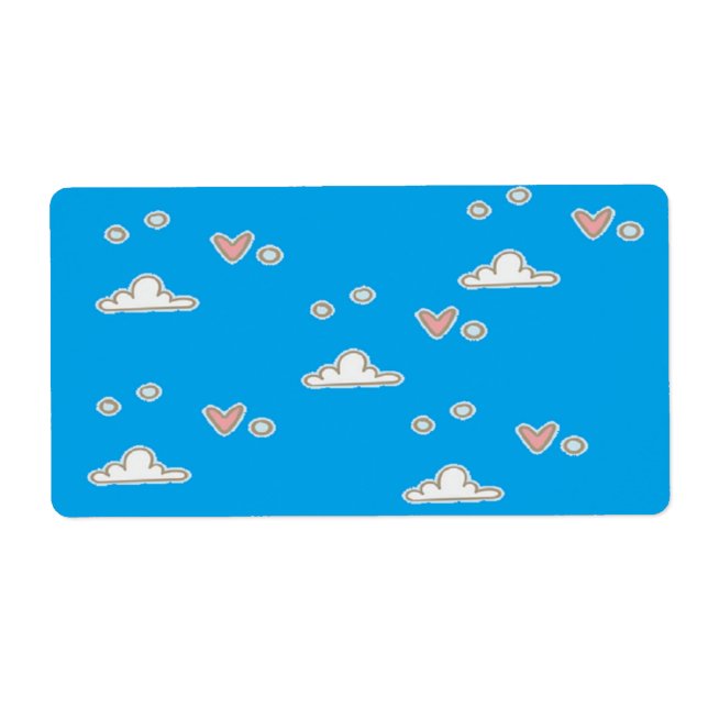 Hearts and clouds on blue  (Front)