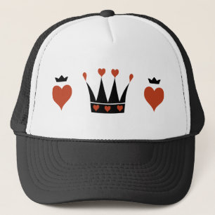 Hearts and Crowns Motif Trucker Hat