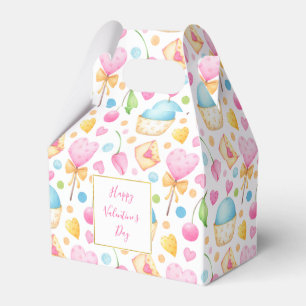 Hearts and Cupcakes Delightful Watercolor Pattern Favour Box