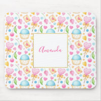 Hearts and Cupcakes Sweet Watercolor Pattern