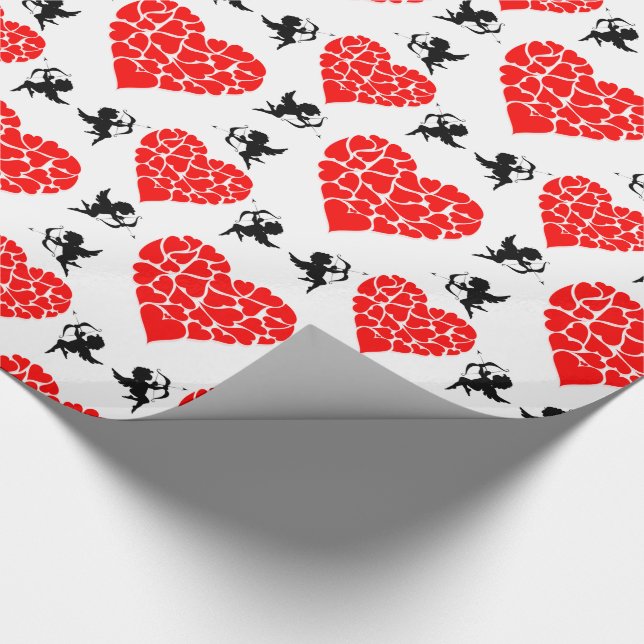 Hearts and Cupids Valentine Wrapping Paper (Corner)