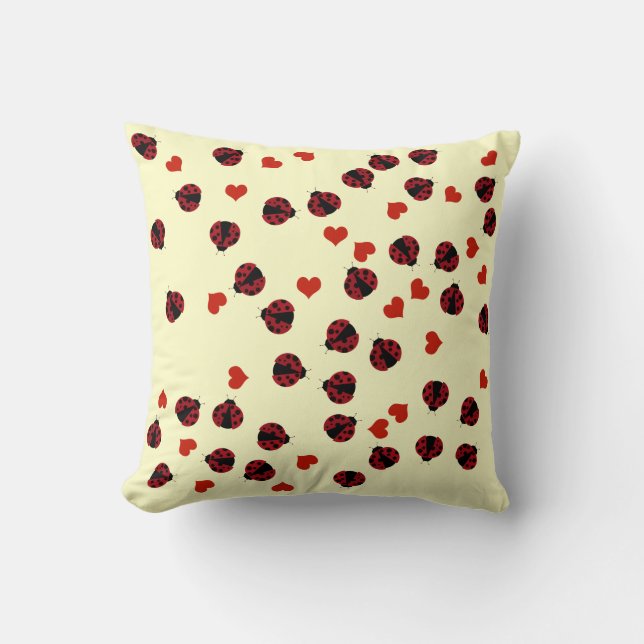 hearts and cute ladybugs cushion (Front)