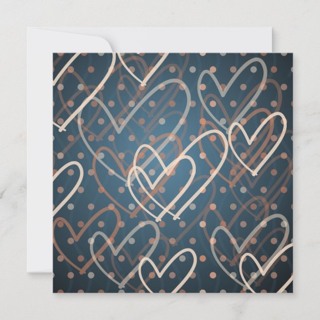Hearts and dots background, invitation (Front)