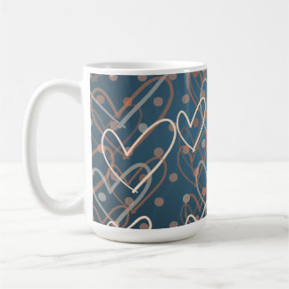 Hearts and dots background, mug