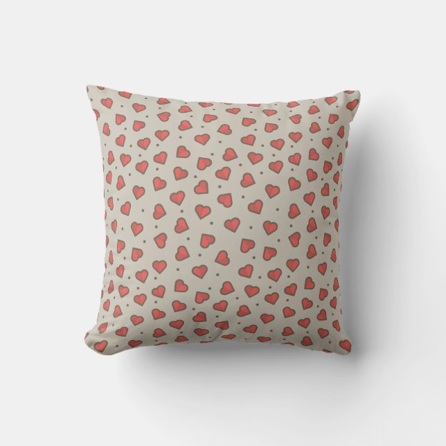 Hearts and Dots Throw Pillow (Front)