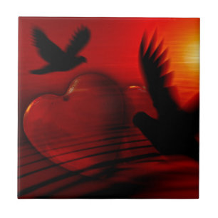 Hearts and Doves Ceramic Tile