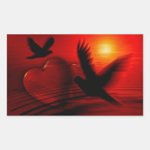 Hearts and Doves Rectangular Sticker