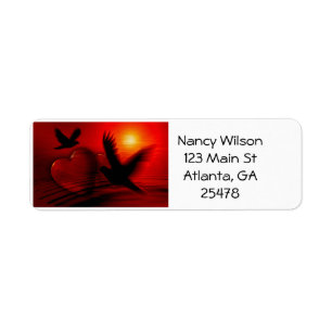 Hearts and Doves Return Address Label