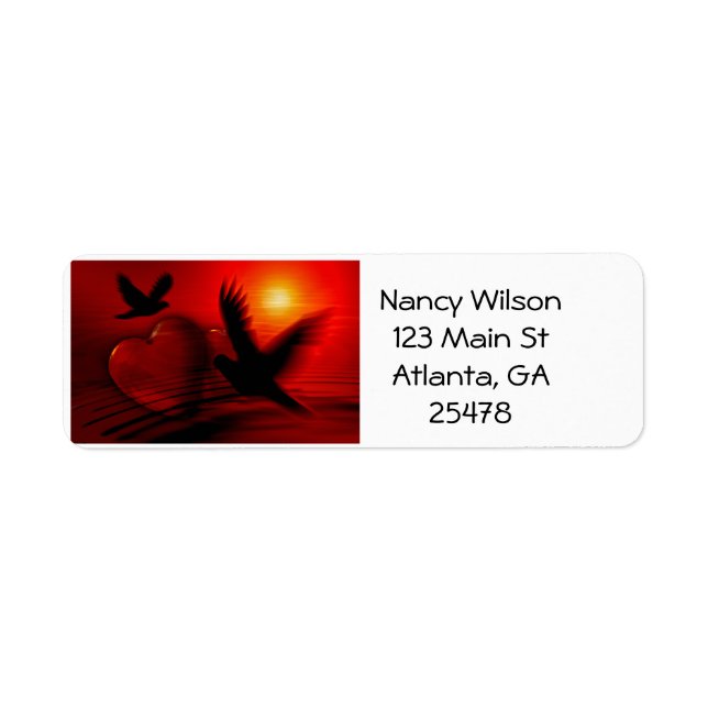 Hearts and Doves Return Address Label (Front)