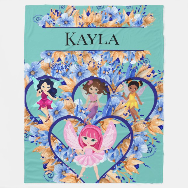 Hearts and Fairies  Fleece Blanket (Front)