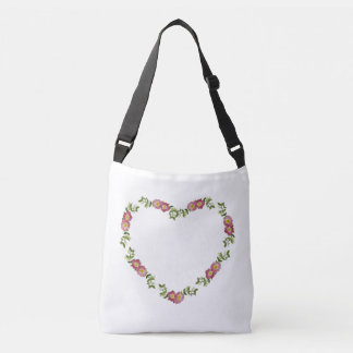 Hearts and Flowers Collection Crossbody Tote (red)