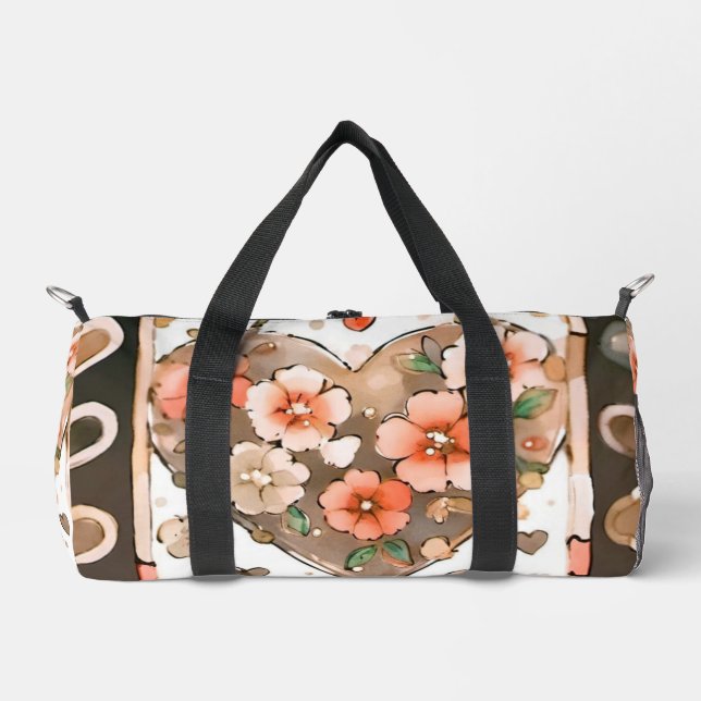 Hearts and Flowers Duffle Bag (Front)
