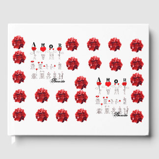 hearts and flowers guest book