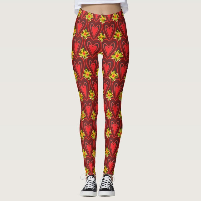 hearts and flowers leggings (Front)