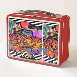 Hearts And Flowers Metal Lunch Box