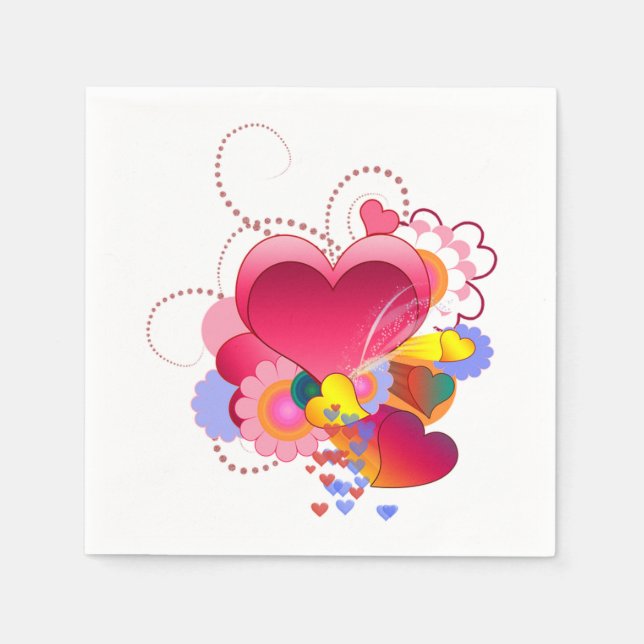 Hearts and Flowers Napkin (Front)